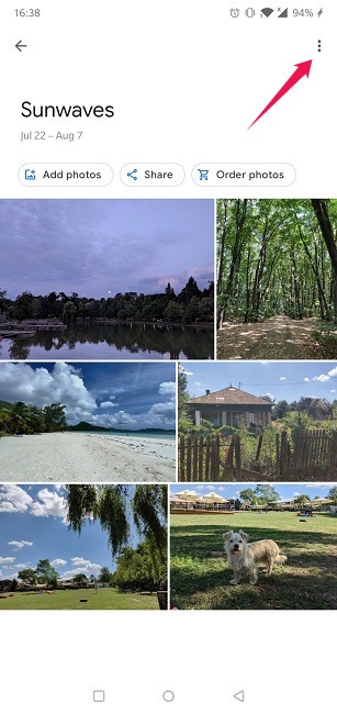 Disable Link Sharing Google Photos Three Dot Menu