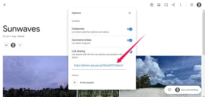 Disable Link Sharing Google Photos Web Copy Sharing Link