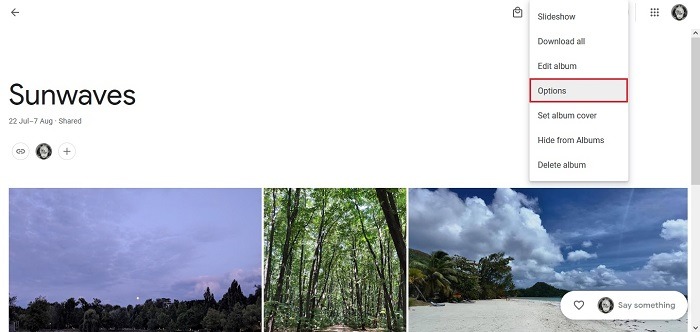 Disable Link Sharing Google Photos Web Options