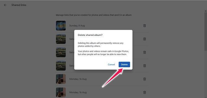 Disable Link Sharing Google Photos Web Remove Single Image Link