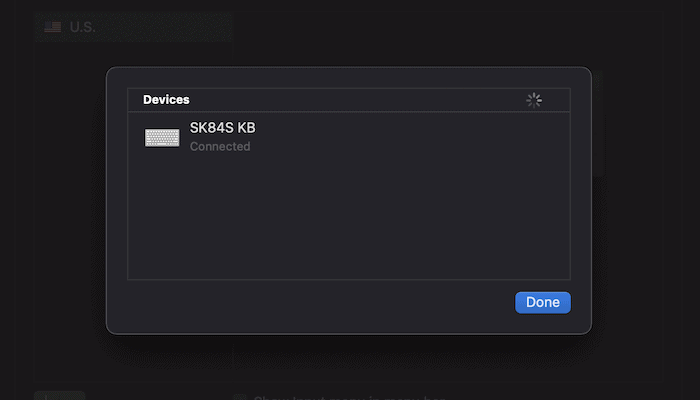 The macOS Keyboard screen.