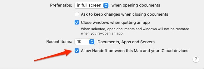 Mac Allow Handoff Continuity