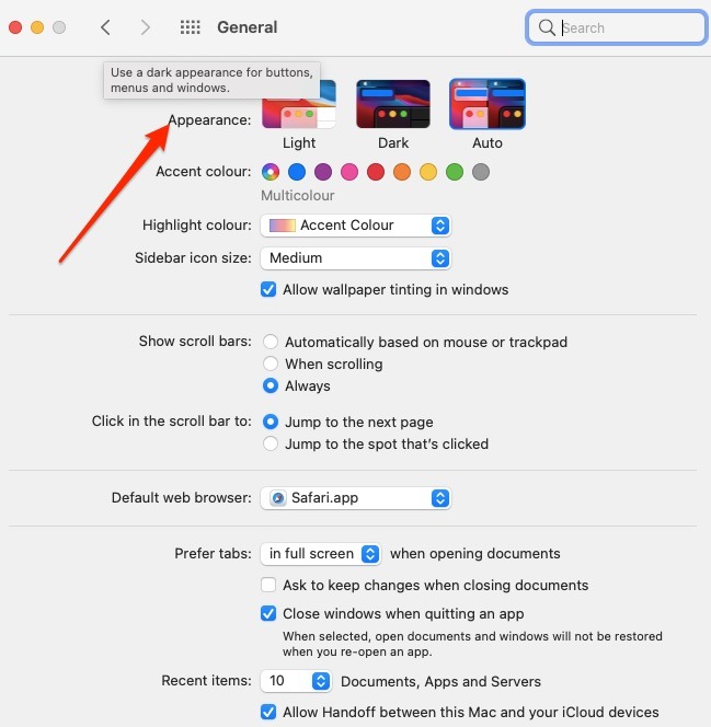 Mac Change Appearance