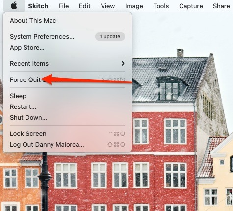 Screenshot showing how to Force Quit apps on Mac