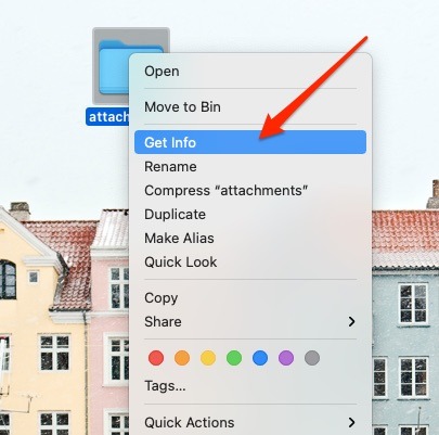 Screenshot showing how to access more info for a Mac file