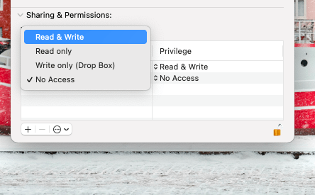 Screenshot showing user access options on Mac