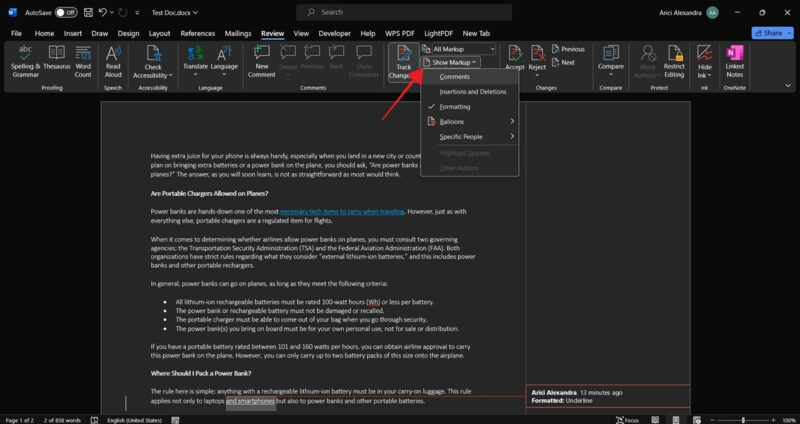 Track Changes Word Pc Show Markup
