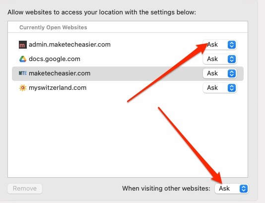 Website Permission Settings Safari