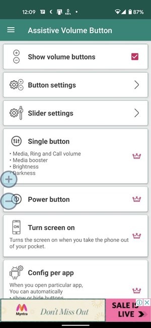 Android Volume Control On Screen Button