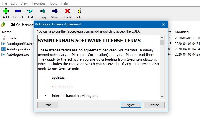 Automatic Login Win10 Sysinternals Autologon