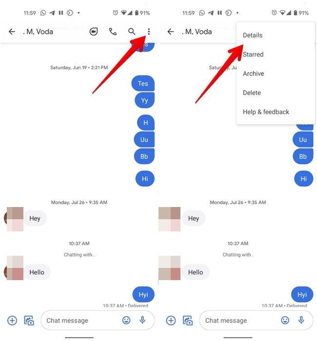 Block Number Android Messages Details