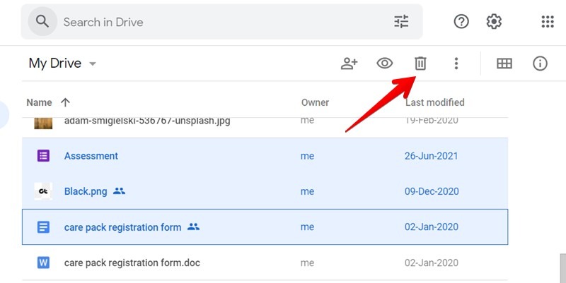 Google Drive Delete Files Multiple
