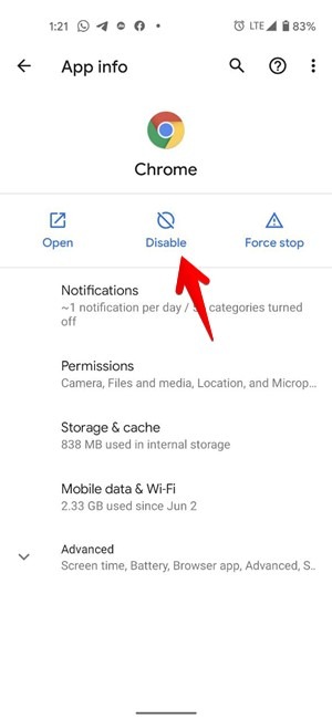 Google Play Services Disable Chrome