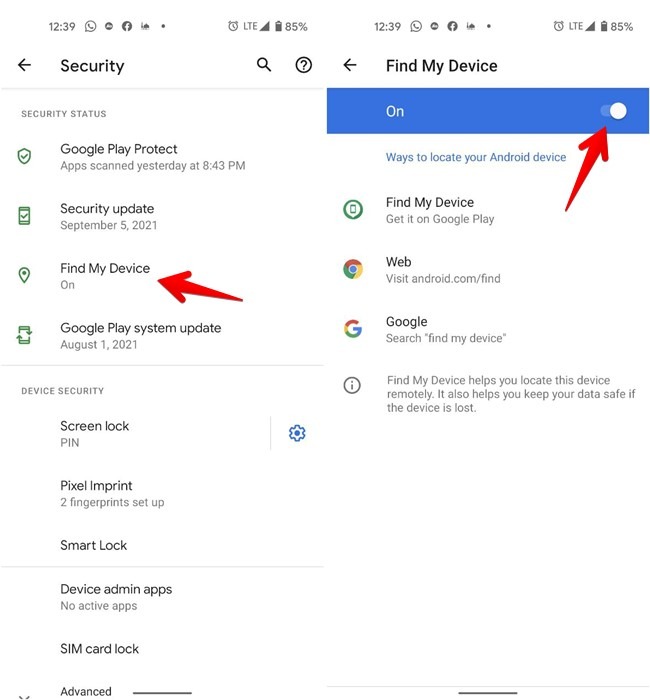 Google Play Services Turn Off Find My Device