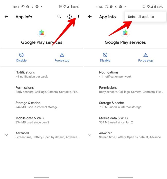 Google Play Services Uninstall Updates