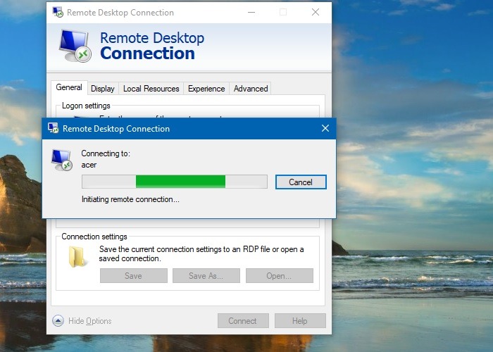 Screenshot Windows Login Remote Desktop Connection