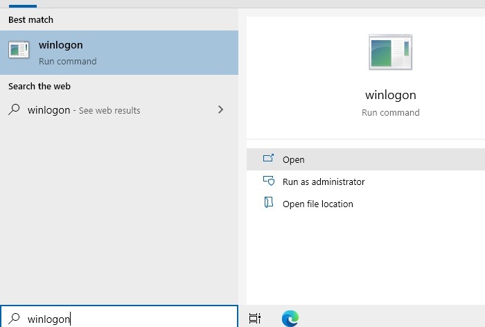 Screenshot Windows Login Winlogon