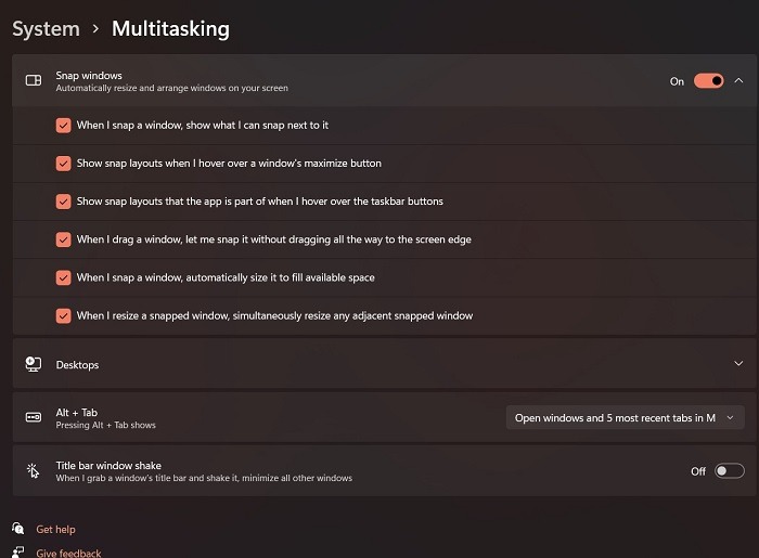 Snap Windows Windows11 Multitasking Options