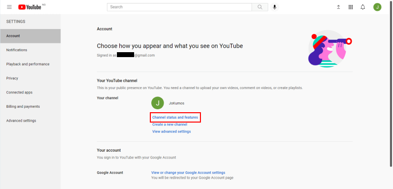 Verify Youtube Click Channel Status And Features 1