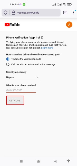 Verify Youtube Country Phone Number Get Code