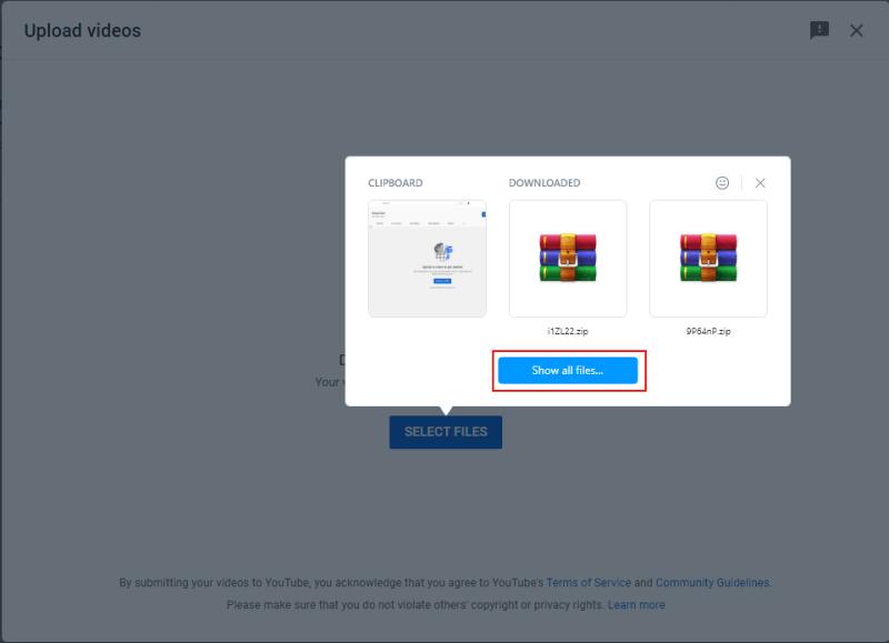 Verify Youtube Other Ways Click Show All Files..