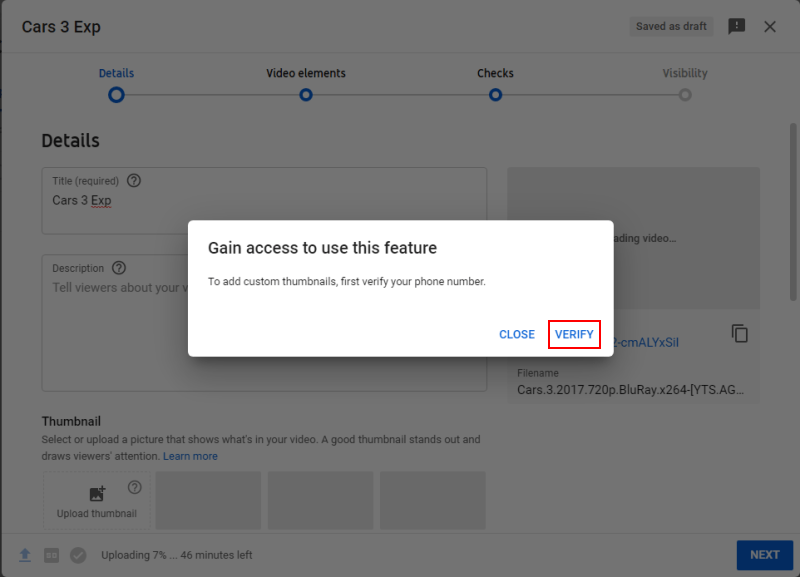 Verify Youtube Other Ways Click Upload Thumbnail Verify 1