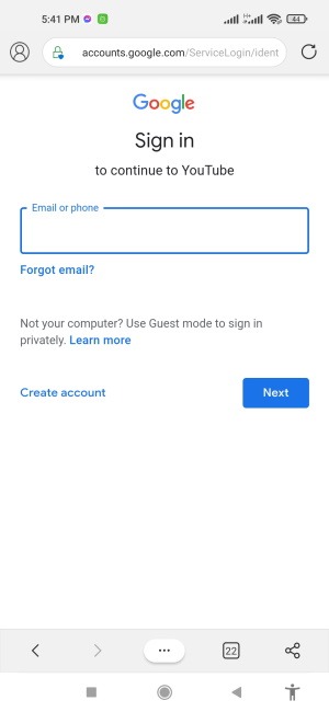 Verify Youtube Sign In