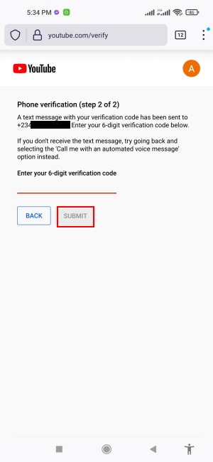 Verify Youtube Tap Submit 1
