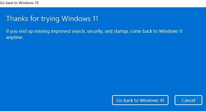 Windows11 Roll Back Thanks For Trying Windows11
