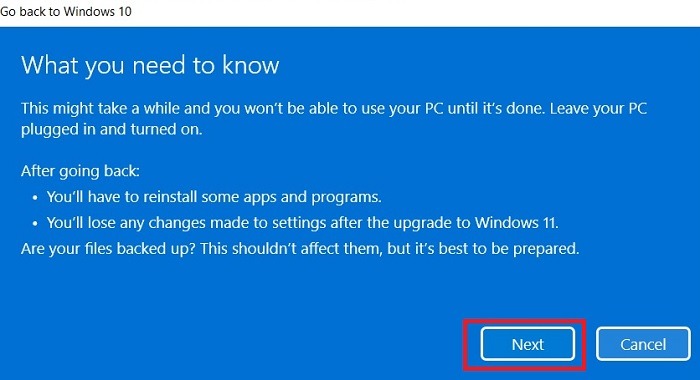 Windows11 Roll Back Windows10 Final Warning
