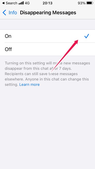 How To Send Disappearing Messages Ios Whatsapp Feature Enabled