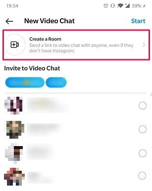 How To Start Group Video Chat Android Instagram Create A Room
