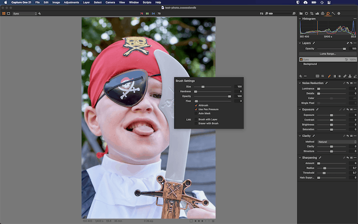 Editing within Capture One.