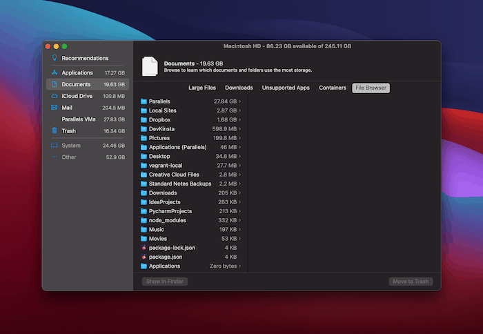 The macOS File Browser.