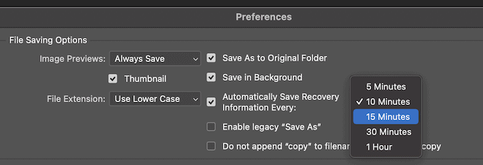 The Save Recovery options.