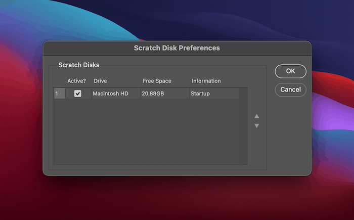 The Scratch Disk Preferences pane.