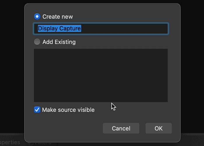 The Display Capture screen.