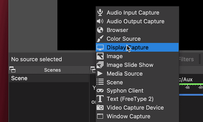 The Display Capture option.