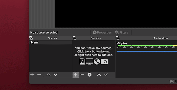 The OBS Sources panel.