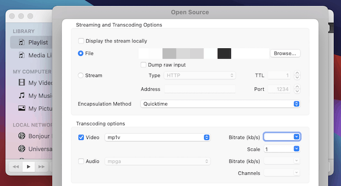 VLCs Streaming options.