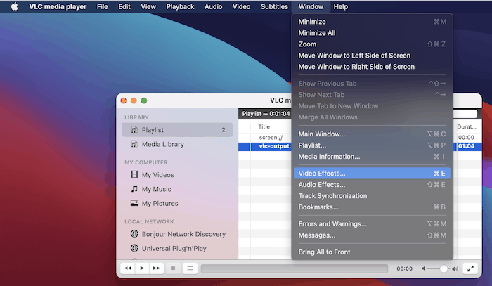 The Video Effects link.