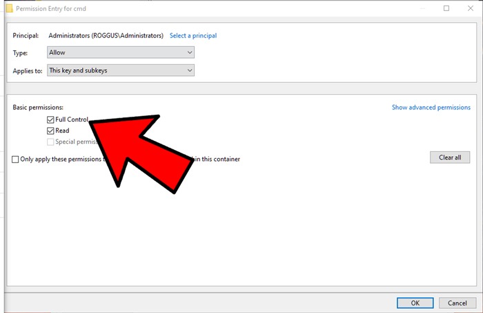 Take Full Ownership Windows Registry Keys Full Control