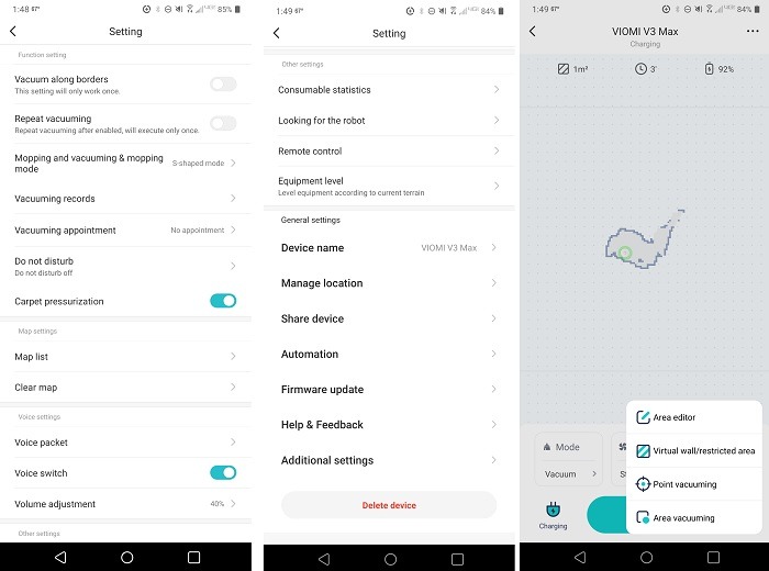 Viomi V3 Max Robot Vacuum Review App Settings