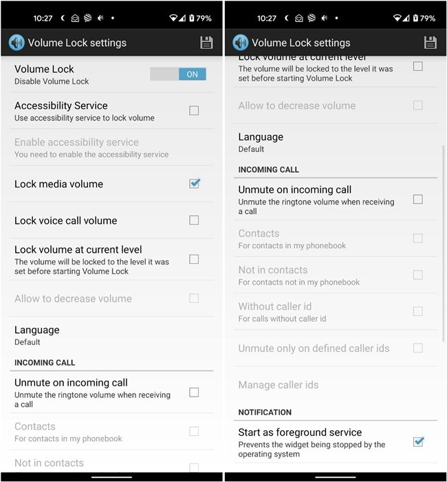 Android Volume Control Lock