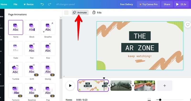 Canva Video Editor Animate Page