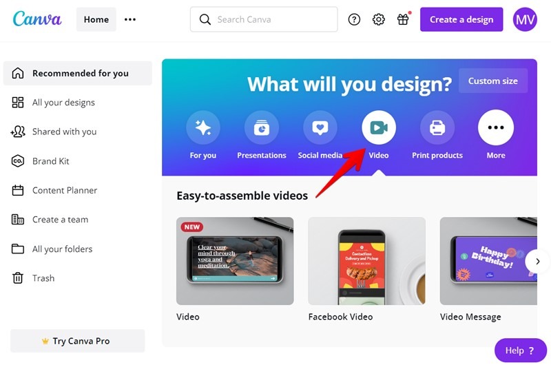 Canva Video Editor Choose Design