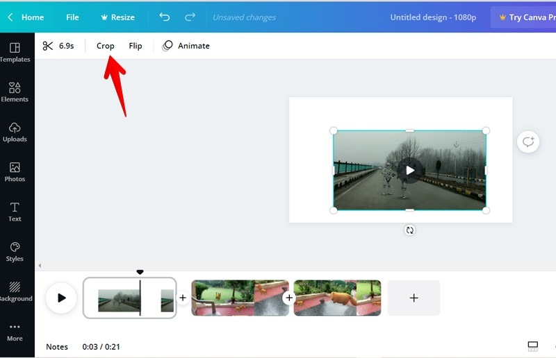 Canva Video Editor Crop Button