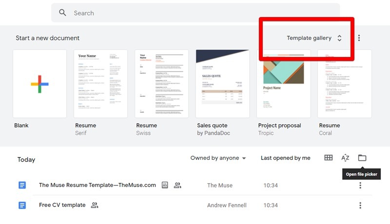 Google Docs Resume Template Gallery