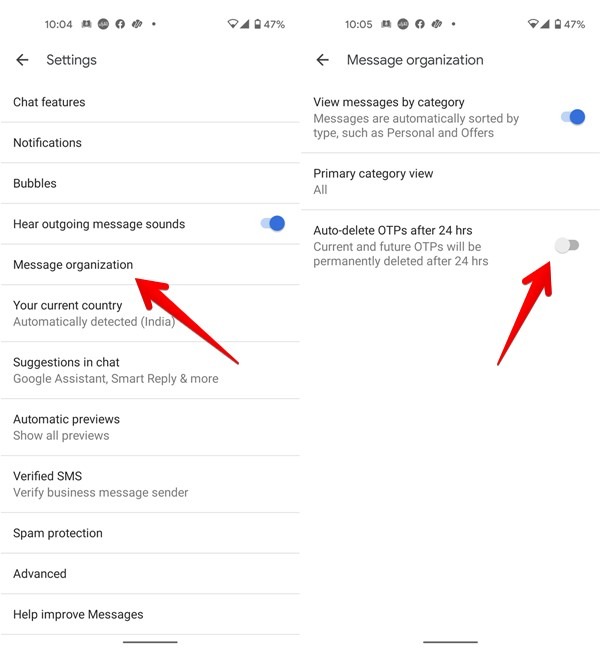 Google Messages Auto Delete Otp