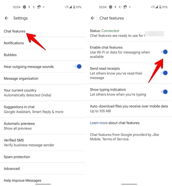 Google Messages Chat Features